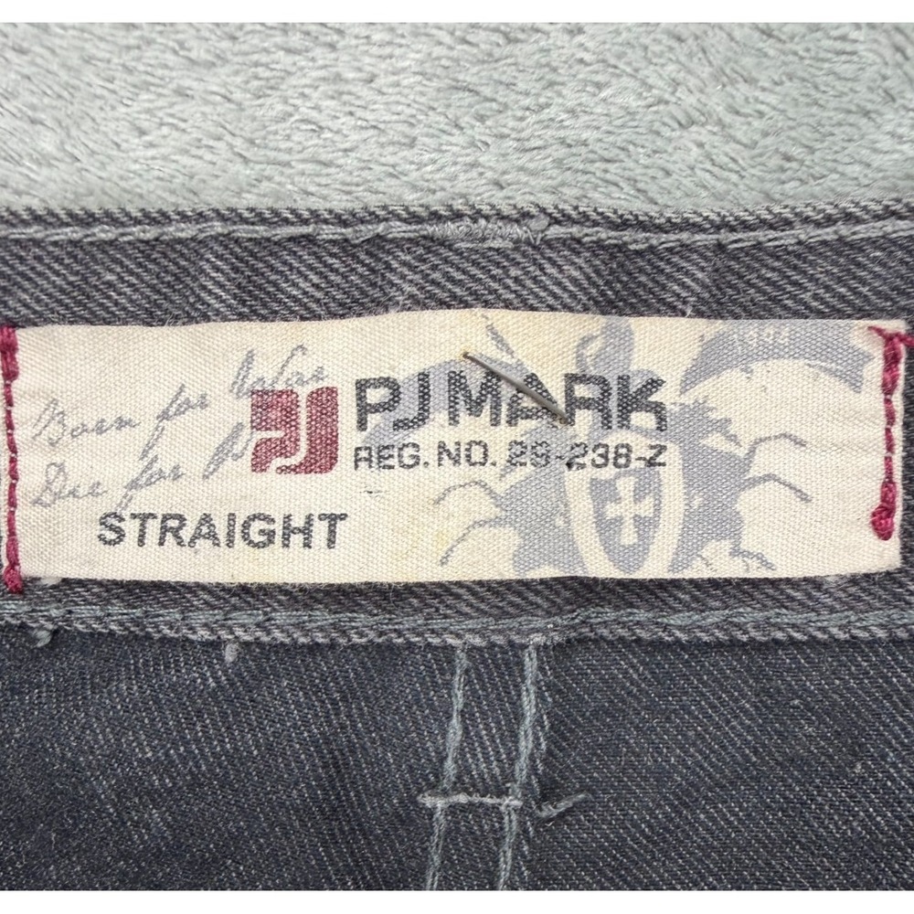 PJ Mark Mens Jeans 46x32 (Real 46x30.5) Charcoal Acid Washed Straight Baggy Leg - Picture 6 of 12